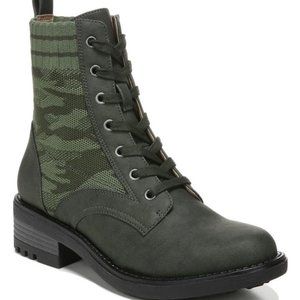 LifeStride Knockout Camo Boots Lace Up Lug Sole Booties Olive Green Size 8 NEW
